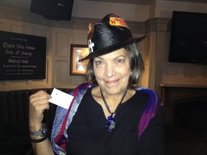 Marian at a halloween party Meeting where Marian wore a dramatic hat
